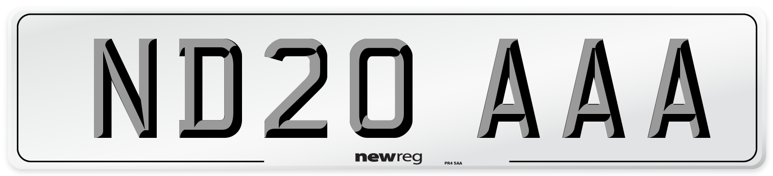 ND20 AAA Number Plate from New Reg